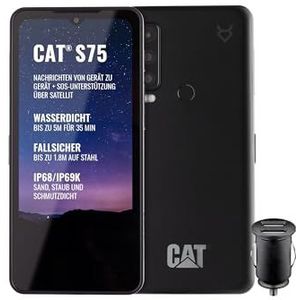 Cat S75 - robuuste, 5G-smartphone met satellietverbinding (IP68 & IP69K, MIL SPEC 810H, superhelder 6,58 inch FHD+ 120Hz display, 2GHz Octa Core Processor, 5000mAh accu, 6GB/128GB, Android 12) - zwart
