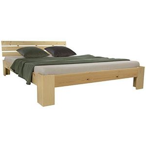 Homestyle4u 1838, houten bed 160 x 200 cm, tweepersoonsbed met lattenbodem, natuur, massief grenen