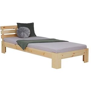 Homestyle4u 2191, eenpersoonsbed houten bed 90x200 met lattenbodem natuur grenen bed bedframe massief hout