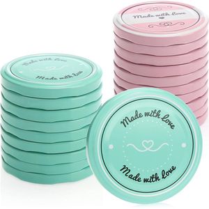 20 x reservedeksels voor jampotten ""Made with Love"" - schroefdeksel voor weckpotten