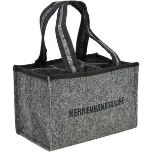 2 x herenhandtas, vilten tas voor dranken, flessentas van vilt voor 6 flessen, 6 dragers tot 0,5 l, grijs/zwart, 24 x 15 x 15 cm (02 stuks - herenhandtas)