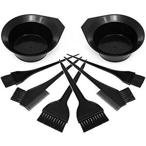 COM-FOUR® 8-delige haarverfset met verschillende borstels en verfkom in zwart, kleurstofset voor het mengen van haarverf (Haarverfset - 08 stuks)
