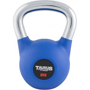 Taurus Premium Kettlebell 12kg  - Blauw – Kettlebell – neopreen coating – verchroomde greep – gekleurd