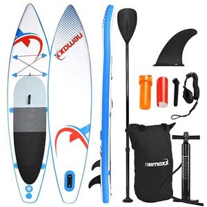 NEMAXX Stand Up Paddle Board PB335 SUP Board opblaasbaar, Surfbord, Surfplank, gemakkelijk te vervoeren, met tas, Peddel, Vin, Luchtpomp, Reparatieset