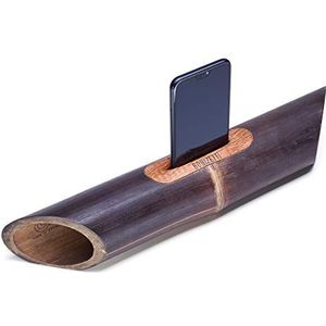 Bamboe luidspreker zero waste versterker, Maat:45 x 11 x 7cm, Kleur:Zwart