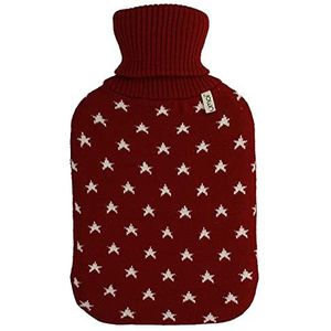 Premium Kruik 2 liter met fijn gebreide hoes in stervormig bedflesje met hoesje, vervaardigd volgens BS 1970:2012 (Rood)