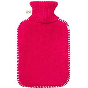 Premium kruik 1.8 liter met fijn grijs gebreide hoes en witte stiksels Afdekking in grijs - nieuw model (roze)