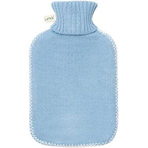 Premium kruik 1.8 liter met fijn grijs gebreide hoes en witte stiksels Afdekking in grijs - nieuw model (lichtblauw)