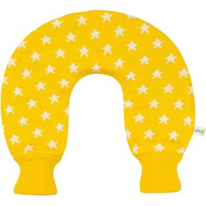 Premium warmwaterkruik van pvc voor nek en schouder, nekwarmwaterkruik, hoogwaardige gebreide overtrek met sterretjes, 2 liter, nieuw model (geel)