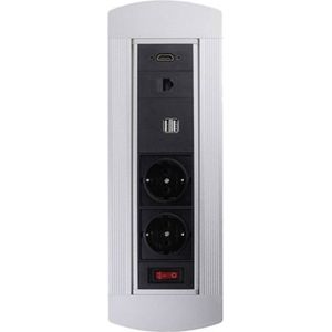 LEDmaxx 105950 Stopcontact (inbouw) Met HDMI, Met schakelaar, Met USB, Met Cat6 bus IP20 Zwart, Chroom