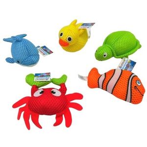 alldoro 60326 Aquanauts Badspeelgoed, set van 5, polyester, 10-12 cm, kleurrijk, drijvende baddieren voor kinderen