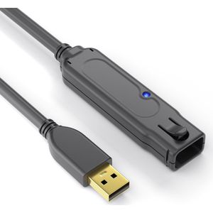 PureLink DS2100-300 USB 2.0 Actieve verlengkabel (USB-A-stekker naar USB-A-aansluiting), voeding van USB-poort, geen voeding nodig, vergulde contacten, 30,0 m, zwart