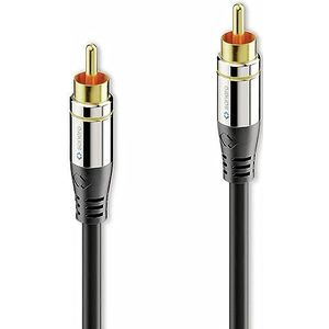 Sonero Premium 2 m RCA-kabel, 1 x cinch-stekker op 1 x cinch-stekker, subwoofer, versterker, beamer, AV-ontvanger, zwart, 2,00 m