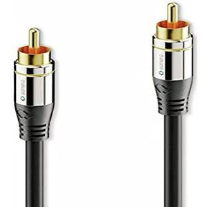 Sonero Premium 5,00 m RCA-kabel, 1x RCA-stekker naar 1x RCA-stekker, subwoofer, versterker, beamer, AV-ontvanger, zwart