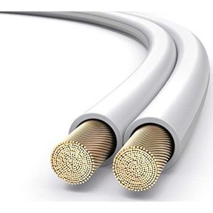 PureLink Luidsprekerkabel 2 x 1,5mm² (99,9% OFC, massieve koperdraad, strengen van 0,20 mm, hifi luidsprekerkabel, 15m, wit