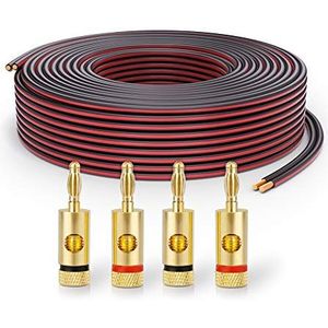 PureLink Luidsprekerkabel OFC 2 x 2,50mm² (0,20mm), 15,0m, zwart, set met 4 banaanstekkers