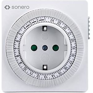 sonero® Mechanische tijdschakelaar voor stopcontact, 24-uurs timer, 96 schakelsegmenten, aan/uit-schakelaar, IP20, 3500 W, wit