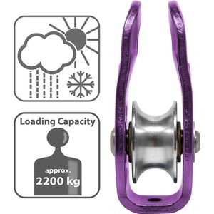 ALPIDEX Katrol 22 kN | Vaste Katrol | Katrolblok | Standaard EN12278 | Touwen tot 13 mm Diameter | Touwtakel | Takel Rvs | Roller Touwen | Blokkabelrol voor Touwen, Kleur:Purper