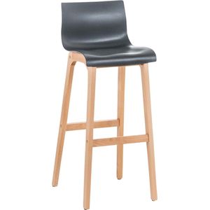 CLP Hover Barkruk - Natura houten frame - Kunststof zitting grijs