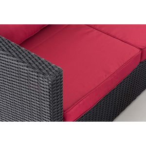 CLP Wicker poly rotan lounge Set LIBERI, Ronde rotan van 5 mm, 25 verschillende kleurencombinaties, comfortabele en praktische stoelen zwart robijnrood