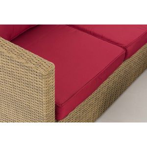 CLP Wicker poly rotan lounge Set LIBERI, Ronde rotan van 5 mm, 25 verschillende kleurencombinaties, comfortabele en praktische stoelen natura robijnrood