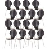 CLP Set van 16 stapelstoelen Diego zwart - 152379701