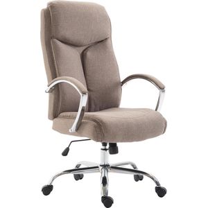 CLP Bureaustoel VAUD XL, gamingstoel, directiestoel met armleuningen, bureaustoel met hoogwaardige bekleding, max. Laadvermogen 140 kg, met stoffen bekleding, Kleur:taupe