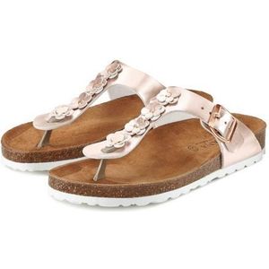 Lascana - Teenslippers - Roségoudkleur - Leer - Open Neus