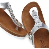 LASCANA Sandale, Pantolette, offener Schuh, Sommerschuh, Zehentrenner mit modischer Applikation und Komfortkorkfußbett aus Leder
