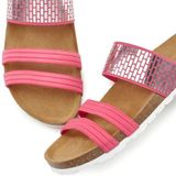 LASCANA Pantolette »Mule, Sandale, offener Schuh,«, mit Komfortkorkfußbett aus Leder und elastischen Riemchen