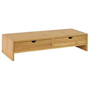 SoBuy FRG198-N Monitorstandaard Computerstandaard Bureau-organizer met 2 Laden - Bamboe hout - 47 x 18 x 11 cm