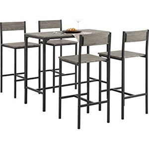 SoBuy OGT14-N Bartafelset 5-delige Bartafel Tafel met 4 Krukken – Tuinset Eettafel Bistrotafel met 4 Stoelen