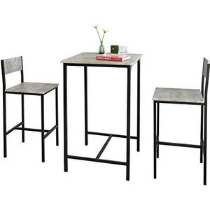 SoBuy OGT27-HG 3-delig Bartafel met Stoelen Barset Eettafel Statafel Bistrotafel met 2 Barkrukken Zitgroep