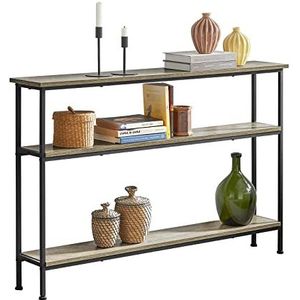 SoBuy FSB49-PZ Consoletafel Entreetafel Dressoir Dressoir Dressoir Bijzettafel met 3 opbergplanken - B120 x D20 x H77 cm, ijzeren frame, industriële stijl