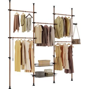 Kledingrek - Zwart - 2 Planken, 4 Wielen
