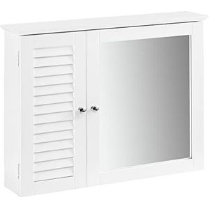 SoBuy Spiegelkast Hoge badkamerkast Hangkast met spiegeldeur Ladekast Wandopberger 65x15x49 cm, BZR55-W