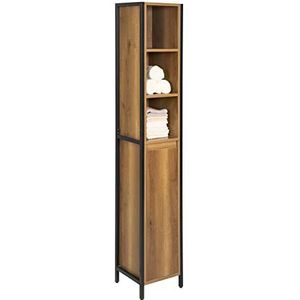 Sobuy - BZR62-PF - Kolomkast - Badkamerkast - Industriële Stijl - Zwart