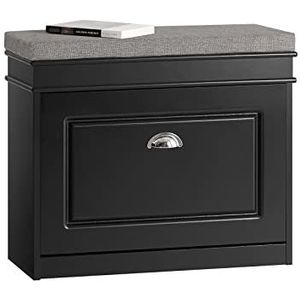FSR82-K-SCH Schuhkipper Schuhschrank mit Klappe Schuhbank mit Sitzkissen Schuhkommode Sitzbank Schwarz bht ca.: 61x51x24cm - Sobuy