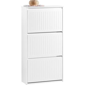 SoBuy FSR206-GW Kledingkast met houten structuur - Ruime opbergkast voor hal of slaapkamer