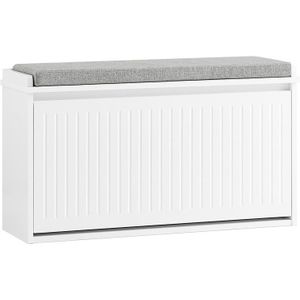 Bank met opbergruimte, houten schoenenkast, smalle schoenenbank met zitje, schoenenbank met laden en gevoerde schoenenkipper, schoenenrek, opbergkast, geschikt voor foyer, hal, slaapkamer