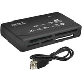 USB - Cardreader All-in-One - Zwart - USB-A - 6 Kaartsleuven - USB2.0