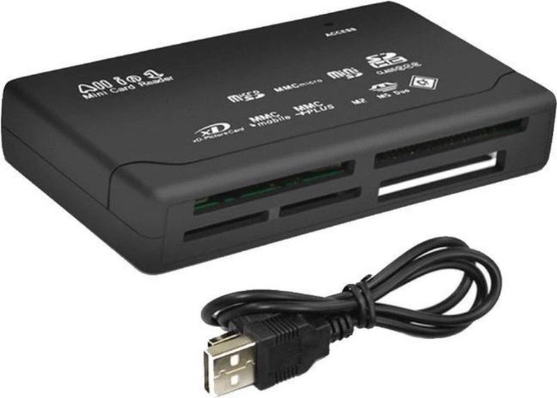 USB - Cardreader All-in-One - Zwart - USB-A - 6 Kaartsleuven - USB2.0