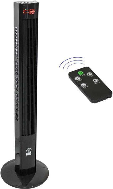 Standventilator mit LED Display und Fernbedienung 45W 116 cm Schwarz
