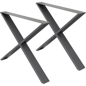 2 stuks tafelpoten X-Design 60x72 cm van staal donkergrijs
