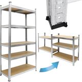 Werkstattregal 200x100x50 cm Silber aus MDF und Metall belastbar bis 750 kg
