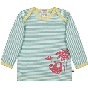 loud + proud Meisjes gestreept shirt met lange mouwen met print organisch katoen, groen (mint Min), 62/68 cm