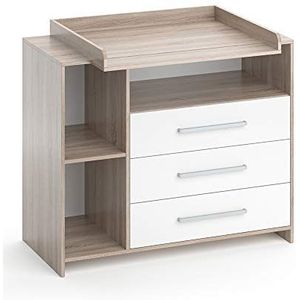 Vicco Commode ""Oskar"", Wit/Sonoma/Sonoma, 113 x 100 cm