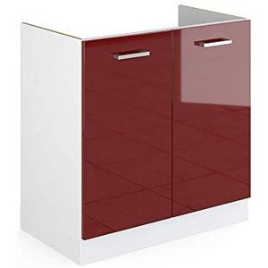 Vicco R-Line Keuken Wastafelkast – 80 cm zonder werkblad Bordeauxrode hoogglans zonder werkblad