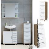 VICCO Badschrank ILIAS Weiß Sonoma Midischrank Bad Schrank Badregal Badezimmer