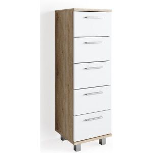 VICCO Badschrank ILIAS Weiß Sonoma Midischrank Bad Schrank Badregal Badezimmer